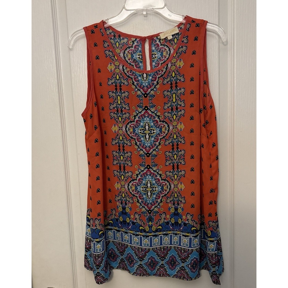 Lucy & Laurel size‎ Large Women's Multicolor Paisley Sleeveless Blouse, EUC